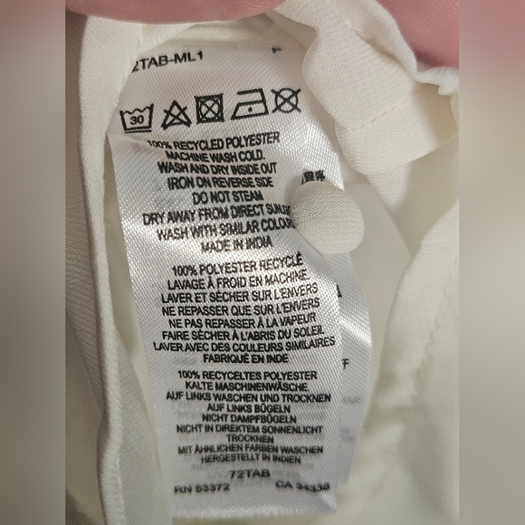 French Connection Cream Mandarin Collar w/ Button Down Ruffle Sleeveless Blouse - Picture 11 of 12